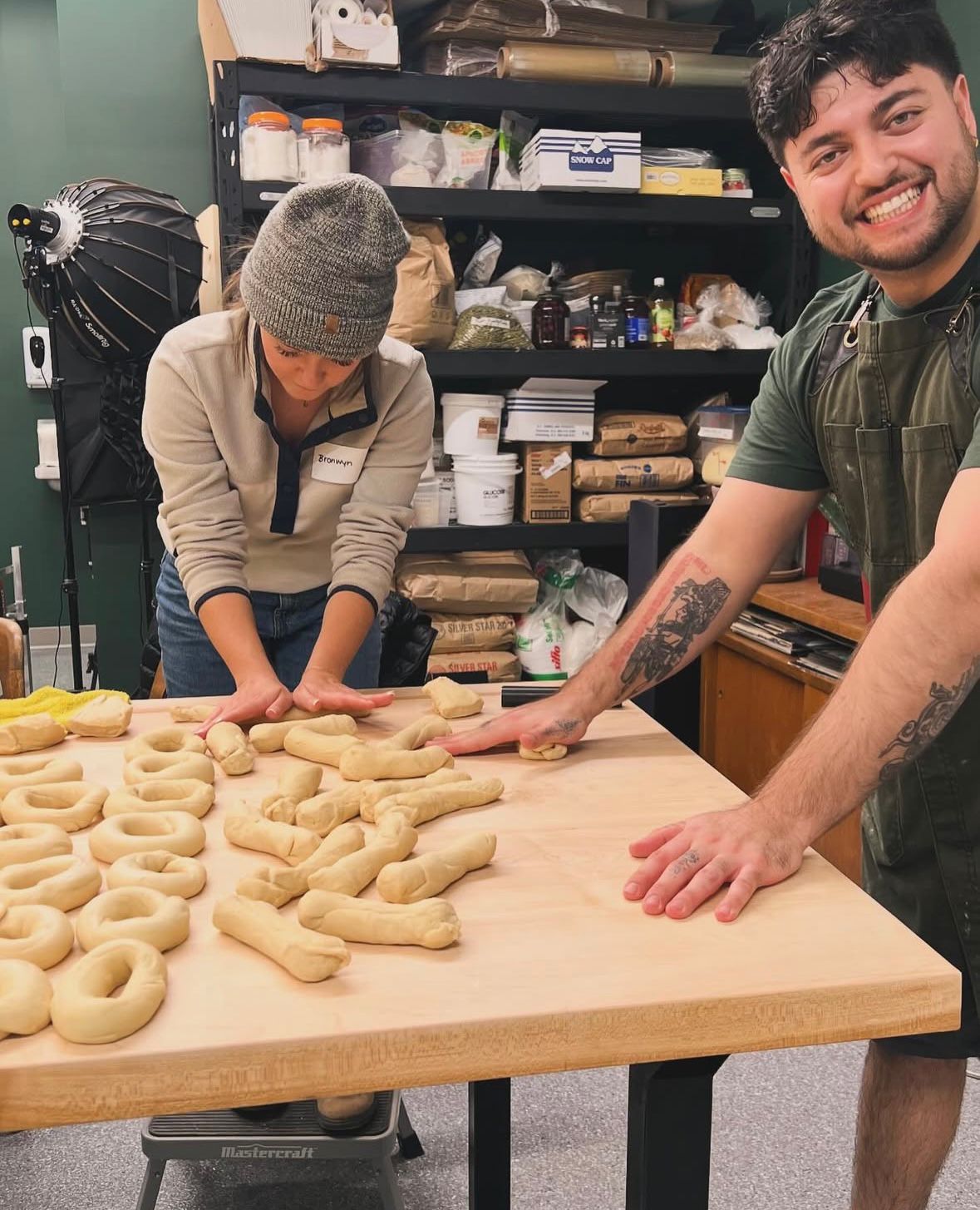 Student learning baking in person class