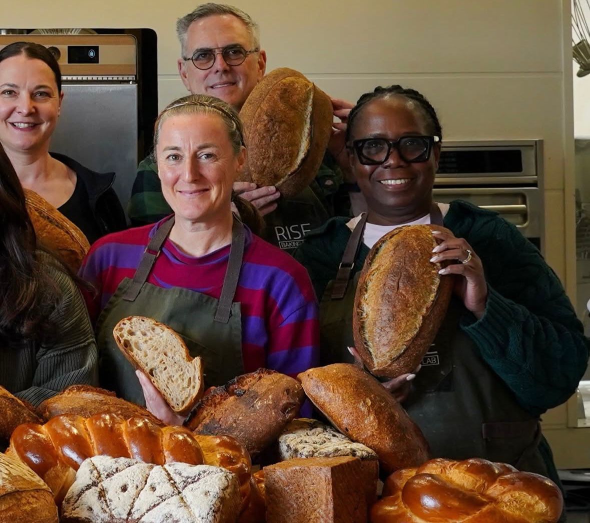 Student learning baking in person class