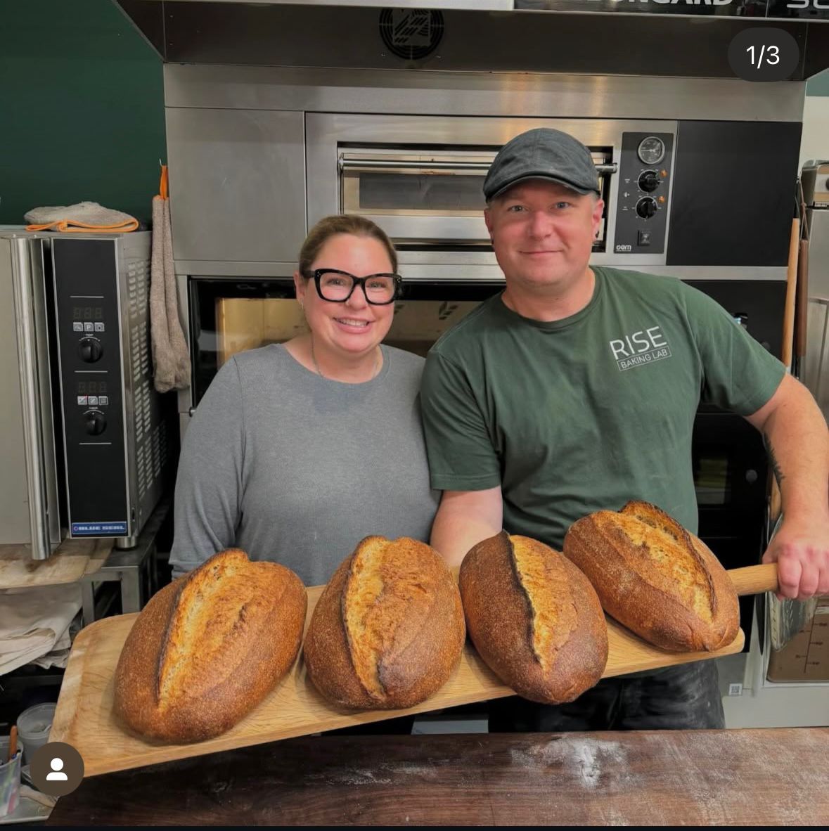 Student learning baking in person class