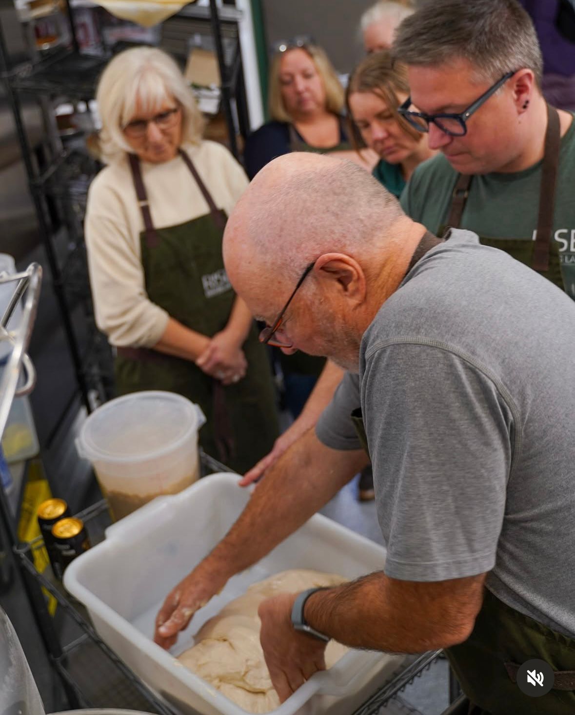 Student learning baking in person class